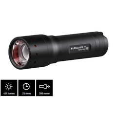 Ledlenser P7 Stav lommelygte, 450 lumen lyslængde 300m, brændtid 25 timer