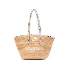 Zadig&Voltaire - Le Beach Voltaire strandväska - dam - kalvskinn/bomull/jute - one size - Neutral