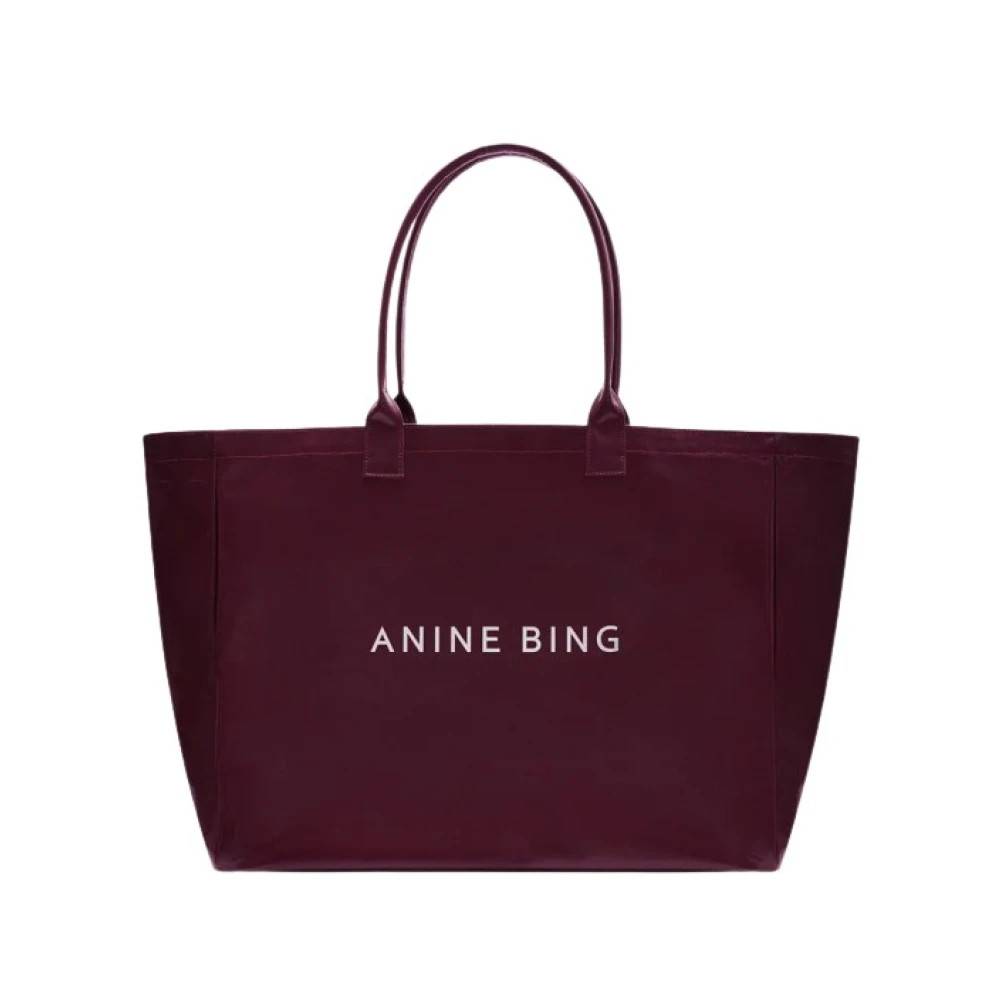 Anine Bing Leo Coated Canvas Tote - Tasker - Dame - Rød - ONE SIZE - Bomuld