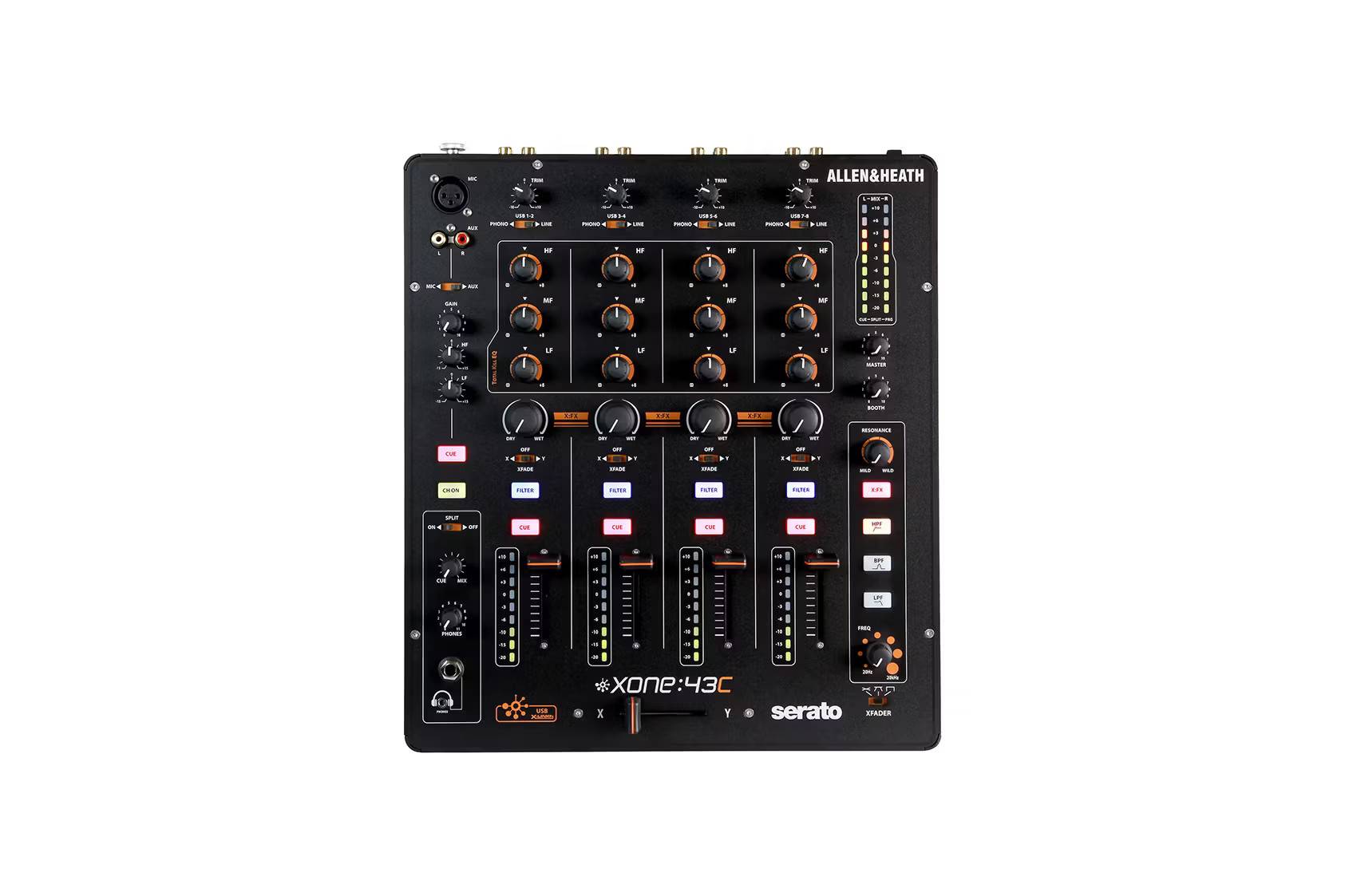 A&H XONE:43 Club & DJ Mixer. 4 Stereo Channels, 2 Mix Outpu