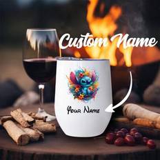 1 st 12 oz Disney äggformad design vinglas, anpassat namn med söm tecknad figur tryckt, dubbellager isolerad rostfritt stål glas med lock, perfekt pre - Stil 10