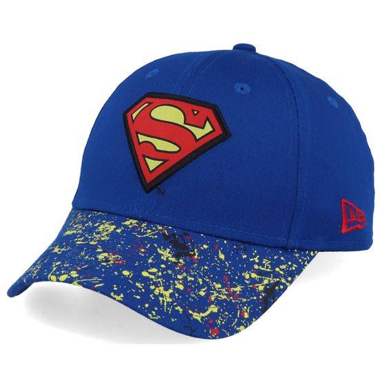 New Era - Blå adjustable Keps - Kids Splatter 9Forty Superman Blue/Yellow Adjustable @ Hatstore