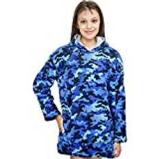 A2Z 4 Kids Flickor Pojkar Överdimensionerad Hoodie Tryckt - Snuggle 952 Camo Blue_.Kids