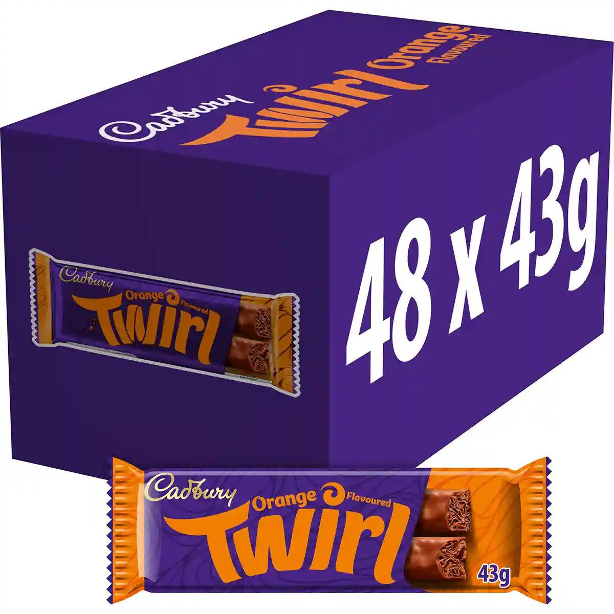 Cadbury Orange Twirl Chocolate Bar 43g (Box of 48)