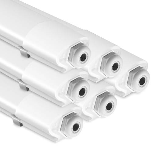 zemty 6 Stücke Feuchtraumleuchte LED Röhre 120CM, 3000K/4000K/6500K 36W 3960LM LED Deckenleuchte, IP65 Wasserfest Lichtleiste für Kellerlampe, Werkstattlampe, Küchenlampe, Badlampe