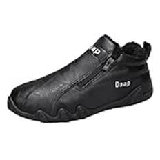biJerou Skor röd svart herr arbetskläder Closure Toe Casual skor Plus Velvet Warm herr Work Wear Löpning Mountaineering Vandring Sport Snow Boots herrskor vinter vattentäta fodrade, svart, 40 EU