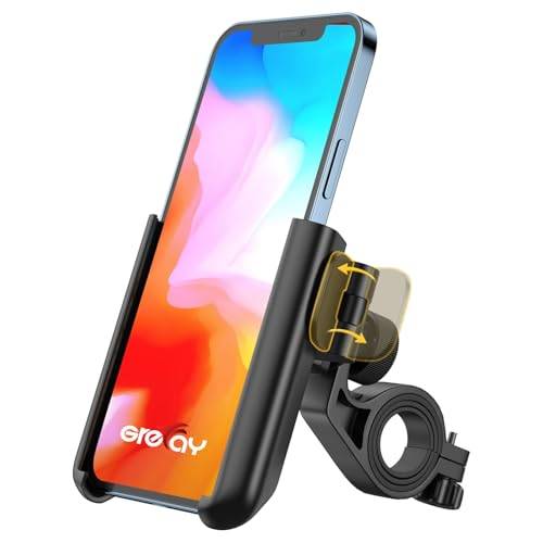 Grefay Telefonhållare för Cykel, Universal Motorcykel Mobiltelefon Hållare Snabb Demontering Telefonhållare för Racingcykel Skoter med 360 Vred för 3,5-7,0 Tums Smartphone