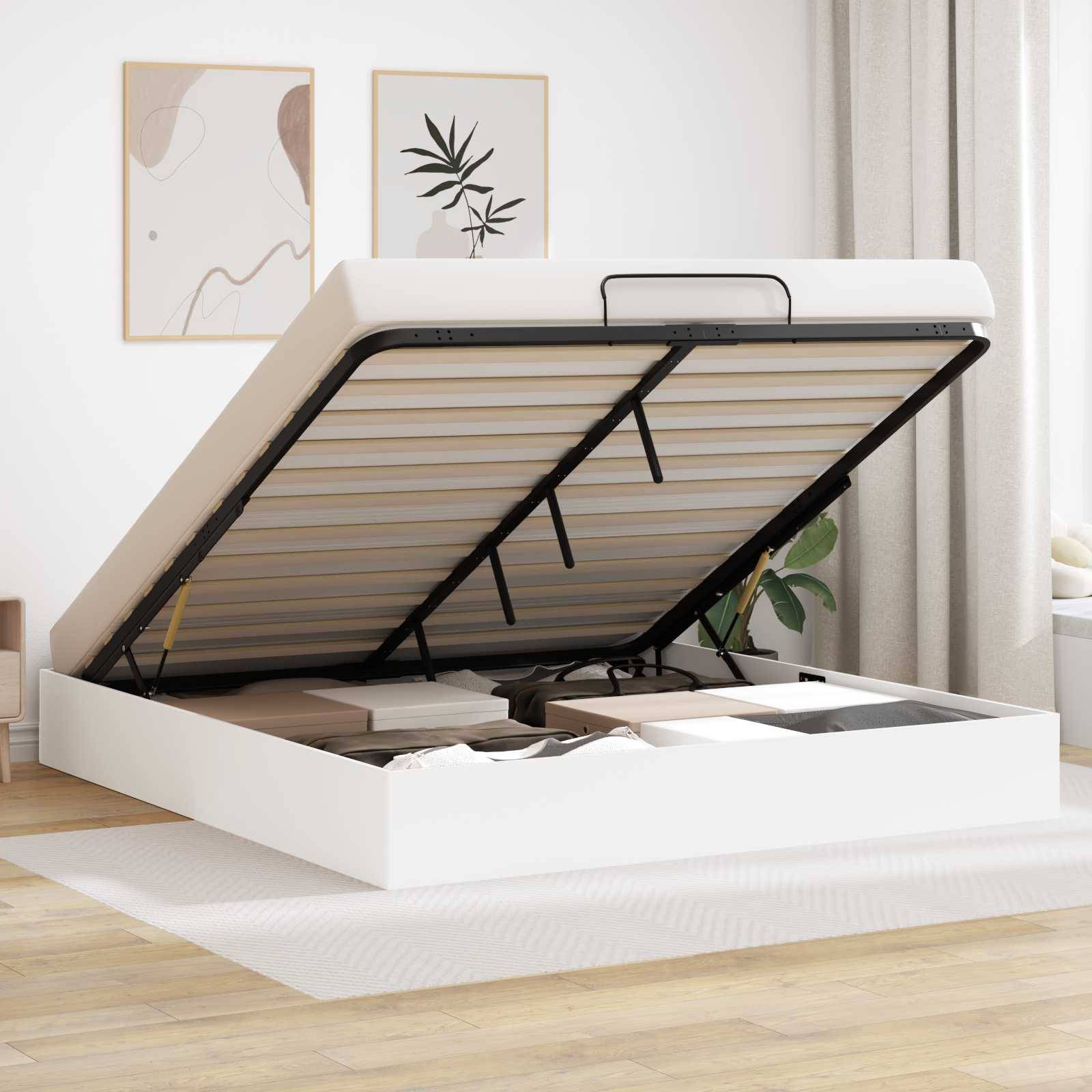 vidaXL Ottoman Sängram Vit 203 x 180 x 25 cm Konstruerat trä