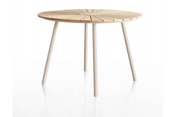 DaneLine Eva Teak Havebord - Ø110 cm - Latte