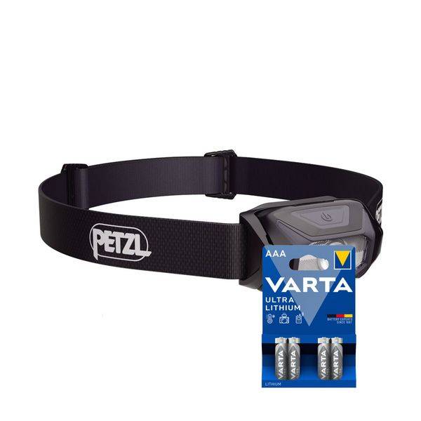 Pannlampa PETZL Tikkina - 300 lm / 3 x AAA, Svart + 4 st Varta Ultra Lithium AAA-batterier