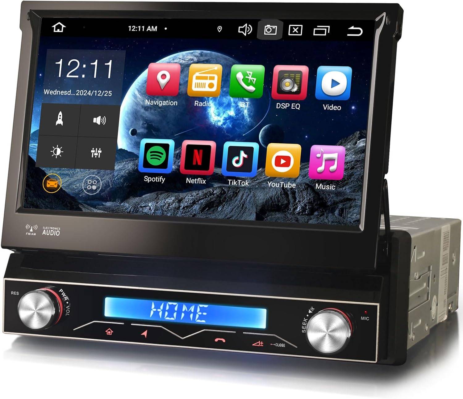 Autoradio 1DIN med 7'' touch skærm & WiFi - Trådløs Apple Carplay & Android Auto