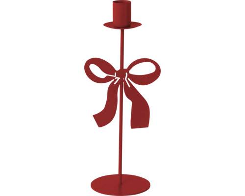 Ljusstake LAFIORA med rosett metall 10x8x25,5cm röd