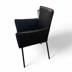Gaucho | 6 X spisestole med arm i sort læder - Udstillingssæt
