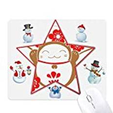 Cherry Blossoms Lucky Fortune Cat Japan jul Snowman Family Star Mouse Pad