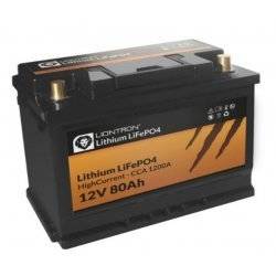 Batteri til Solar, Solfanger, Solceller Liontron Lithium LiFePO4 LX HighCurrent 1200A CCA 12,8V 80Ah Smart BMS med Bluetooth