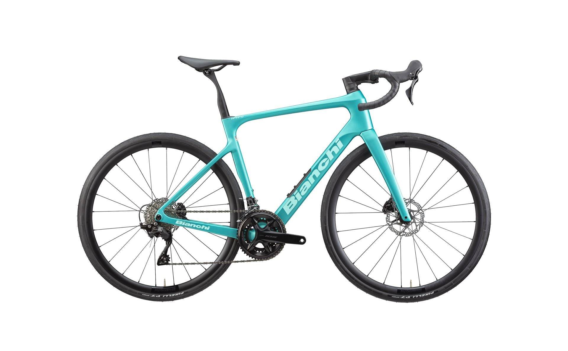 Bianchi Infinito 2026 - Shimano 105 2x12sp - Bianchi B 30R - 008 / 57 / 8X - Celeste metallico / Logo CK16 Satinato