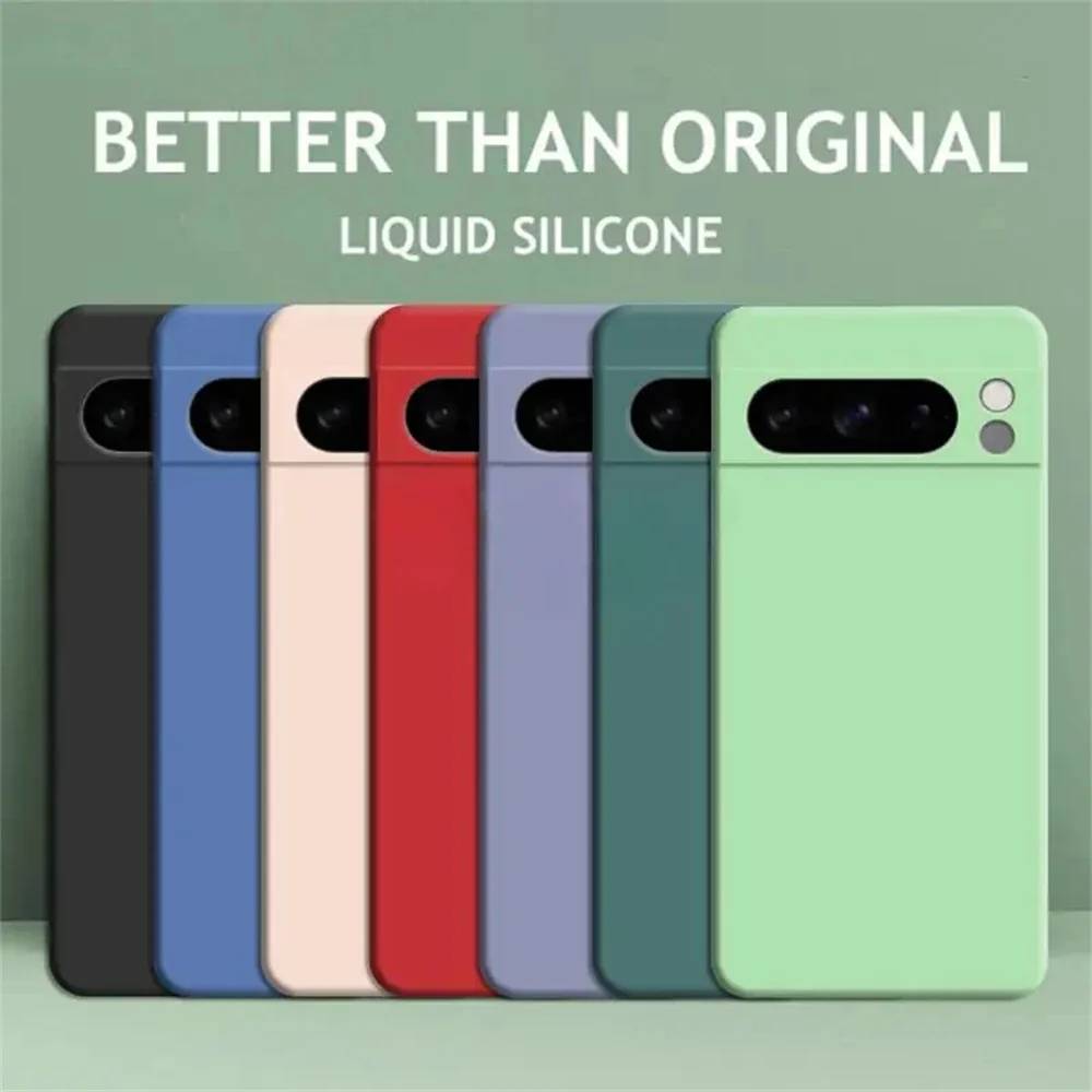 Shockproof Cases For Google Pixel 6 7 6A 7A Case Pixel 8 Pro 7A 7 Cover Liquid Silicone Soft Solid Color For Google Pixel 9 9A