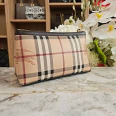 Burberry Cosmetic Pouch, Canvas, Beige/Brun