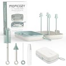 Momcozy 7-i-1 babyflaskborstset – komplett rengöringssats för flaskor med silikonborste, bröstvårtsborste, sugrörborste, tvåldispenser och torkställ – perfekt för hem och resor