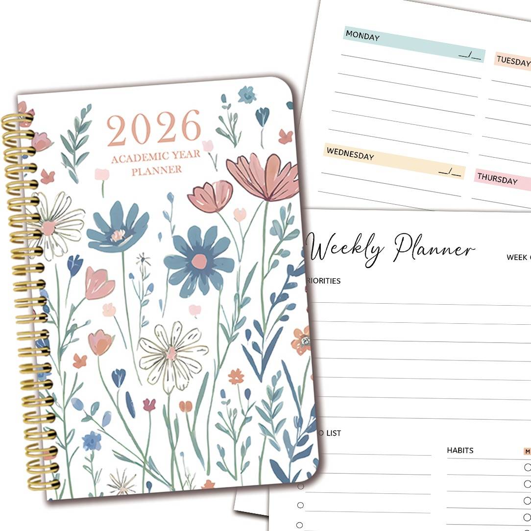 2026 Weekly & Daily Planner Notebook With Spiral Binding - 8x10 Inch Soft Cover Diary & Schedule Organizer, Smooth For ' Growth Tracking, Journal, Christmas Gift For Mothers, Caregivers (short Page)