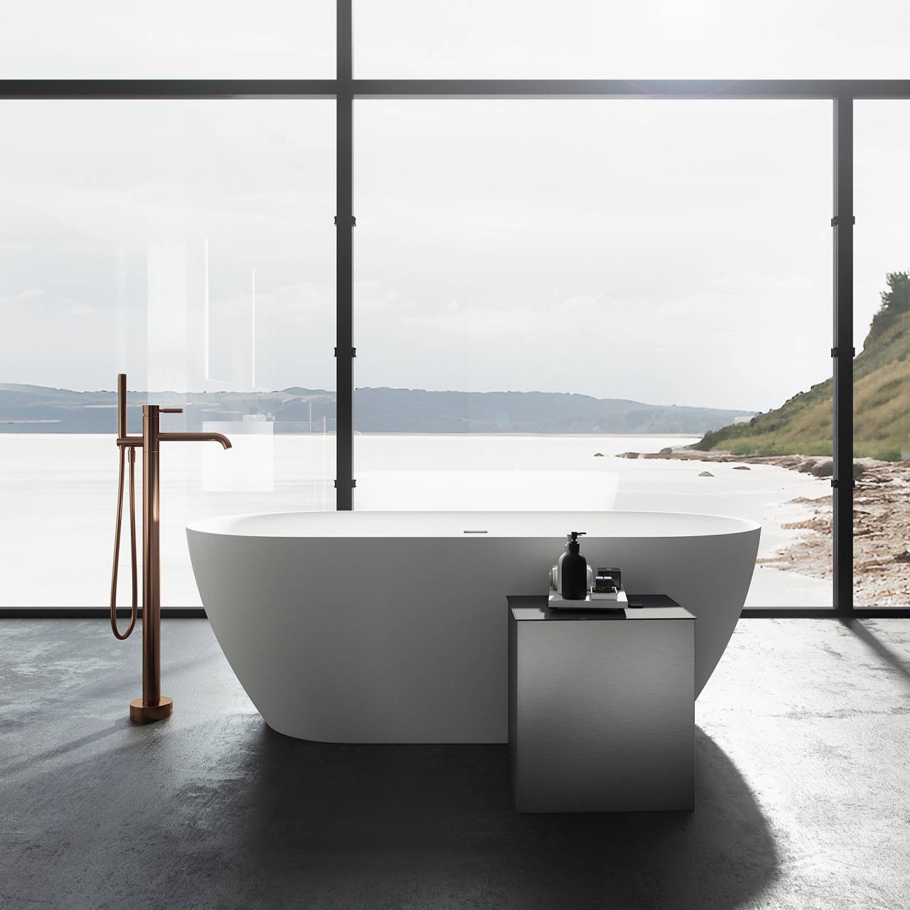 Pulcher Nomo 170 - Slim-Design Badekar 170x80 Massiv Mathvid SolidTec® - fra Bad&Stil.