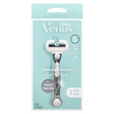 Gillette, Venus, Deluxe Smooth Sensitive Razor & Blades, 1 razor, 2 blades