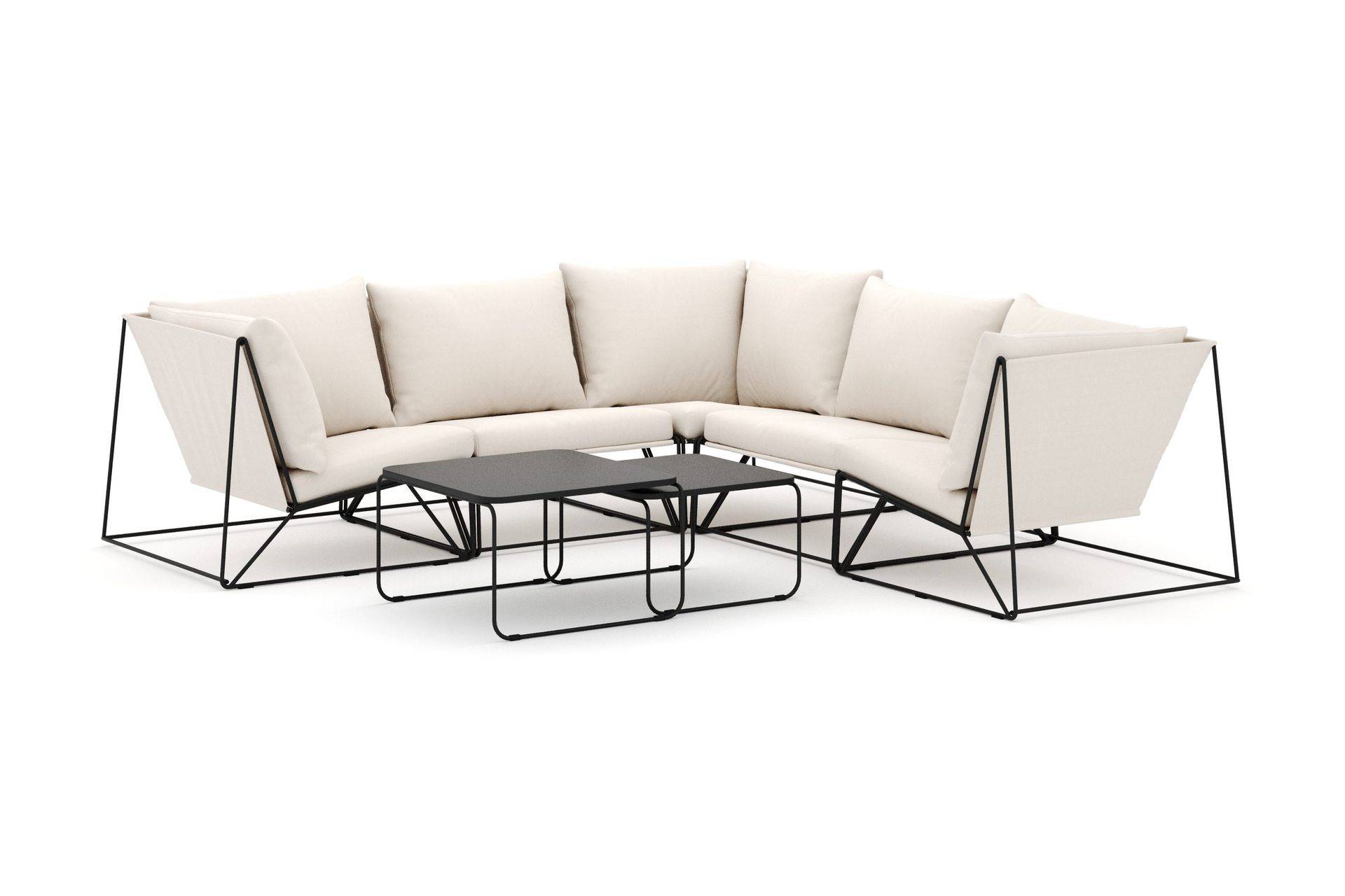Comfort Garden Usteryd utomhus hörnsoffa 5-sits vändbar - Svart/Beige Loungesoffa