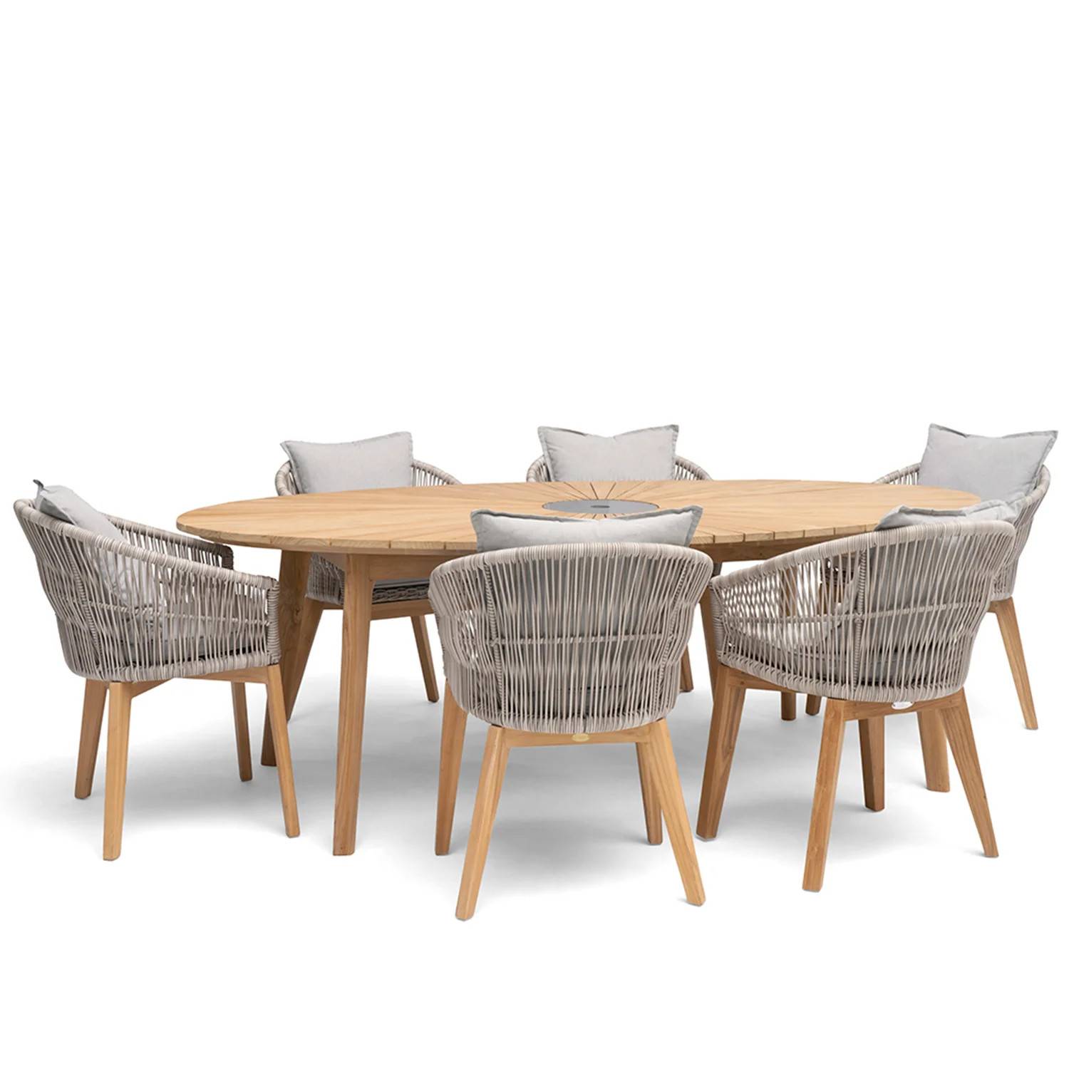 Himmelsnäs / Sandhammaren matgrupp beige - 6 stolar - 220x100 cm - Beige/Träfärgad