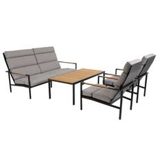 Brafab Indus sofagruppe 3-sitssoffa, 2 fåtöljer & bord Sort med beige hynde