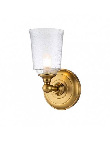 HUGUENOT Badeværelselampe i stål og glas H24,8 cm 1 x 3W G9 LED - Brændt messing/Klar med dråbeeffekt