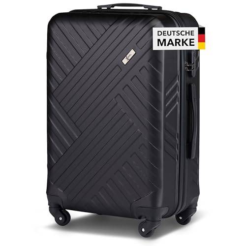 Xonic Design Reisekoffer - ABS Hartschalen Koffer mit 360° Leichtlauf-Rollen - hochwertiger Trolley mit Zahlenschloss in M-L-XL oder Set (Tiefschwarz, XL)