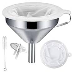 zukent Tratt i rostfritt stål, 13 cm kökstratt med 200 nätfilter sil för att fylla flaskor oljor, juice, vin, kaffe, te, mjölk