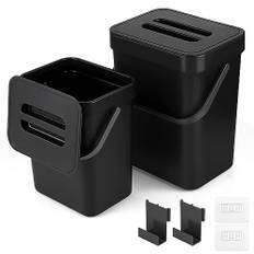 Lalago komposthink kök (5 l + 3 l) hängande organiskt avfallshink med lock för kök, badrum, bil, kontor, sovrum (svart)