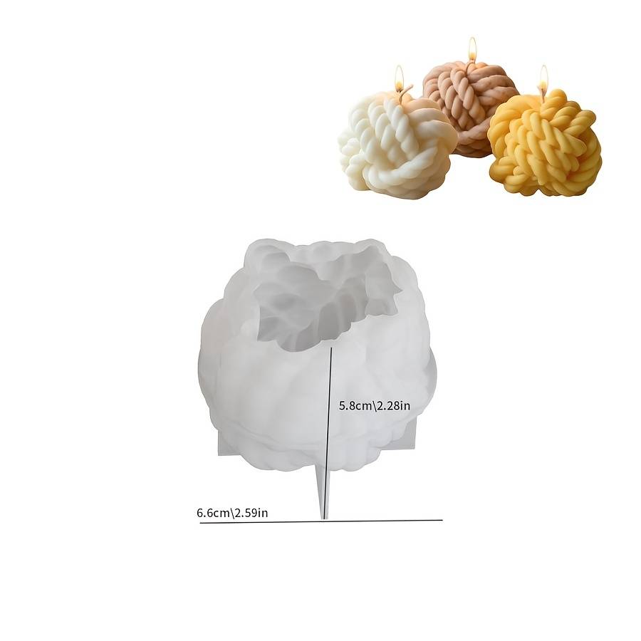 Diy Resin Mold For 2pcs Of Yarn Ball Style Candle Ornaments, Suitable For Making Dropper Gypsum Candles, Products, Home Decoration Tables, Silicone Molds