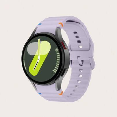 1 st silikonkontrastsömmar Vågdesignad smartwatch-band kompatibel med Samsung Galaxy Watch 4/5/6/7 40mm/42mm/43mm/44mm/45mm/46mm/47mm/5 Pro, lila - Blåröd (Multi-size)
