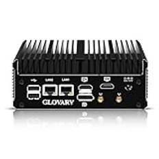 Glovary Fanless Mini PC Quad Core N100, Barebone NO RAM NO SSD, dubbel 2,5 GbE i226V LAN, Win11 Pro industriell dator, 2HD, DP, TypeC, 2RS232 COM, WiFi, BT