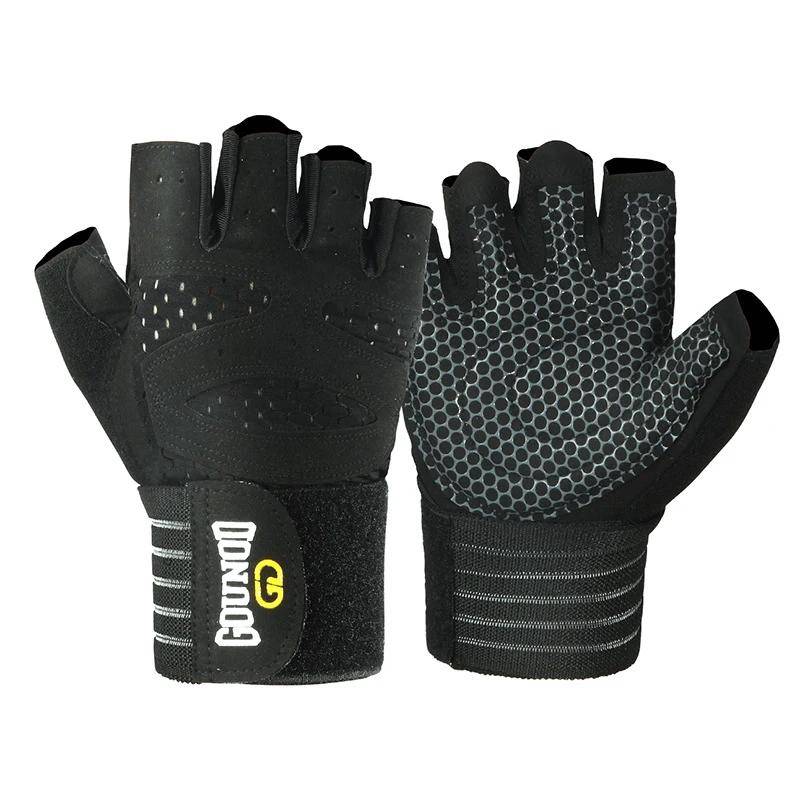 Weightlifting Gloves Wristband Support Wear-resistant Breathable Anti-Slip Sports Gym Half Finger Gloves Fitness Training XL