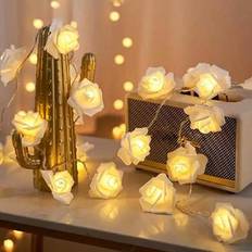 1 st 1,5/3/6 m LED-ljusslinga med rosblommor och varmvitt ljus, perfekt för bröllop, frieri, fest, hem, trädgård, utomhus, camping, helgdag, jul, fest (1,5 m,3 meter,6 meter,1,5m-2st)