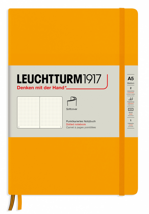 Leuchtturm1917 Notesbog, Medium Softcover, 123 sider, Rising Sun, Dotted