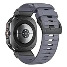 AISPORTS Kompatibel med Samsung Galaxy Watch Ultra 47 mm rem fluorumgummi, mjukt andningsbart silikongummi sportarmband metallspänne armband ersättningsrem för Samsung Galaxy Watch Ultra 47 mm