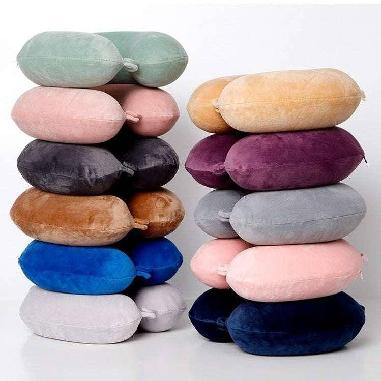 Nackkudde i memory foam, ergonomisk U-design, tvättbart överdrag - Blå