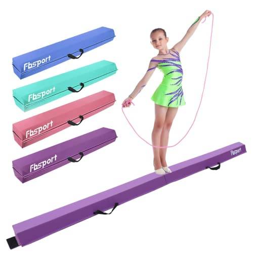 FBSPORT Gymnastikbalk 270 cm Fällbar balansbalk Gymnastikutrustning för hemmet Flickor Barn Vuxna Träning, med bärhandtag och halkskydd