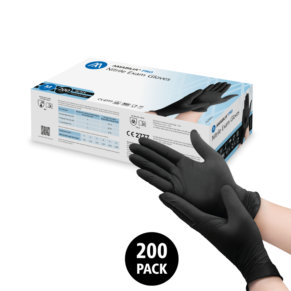 Nitrilhandskar (Small) svart Amabilia® 200/fp