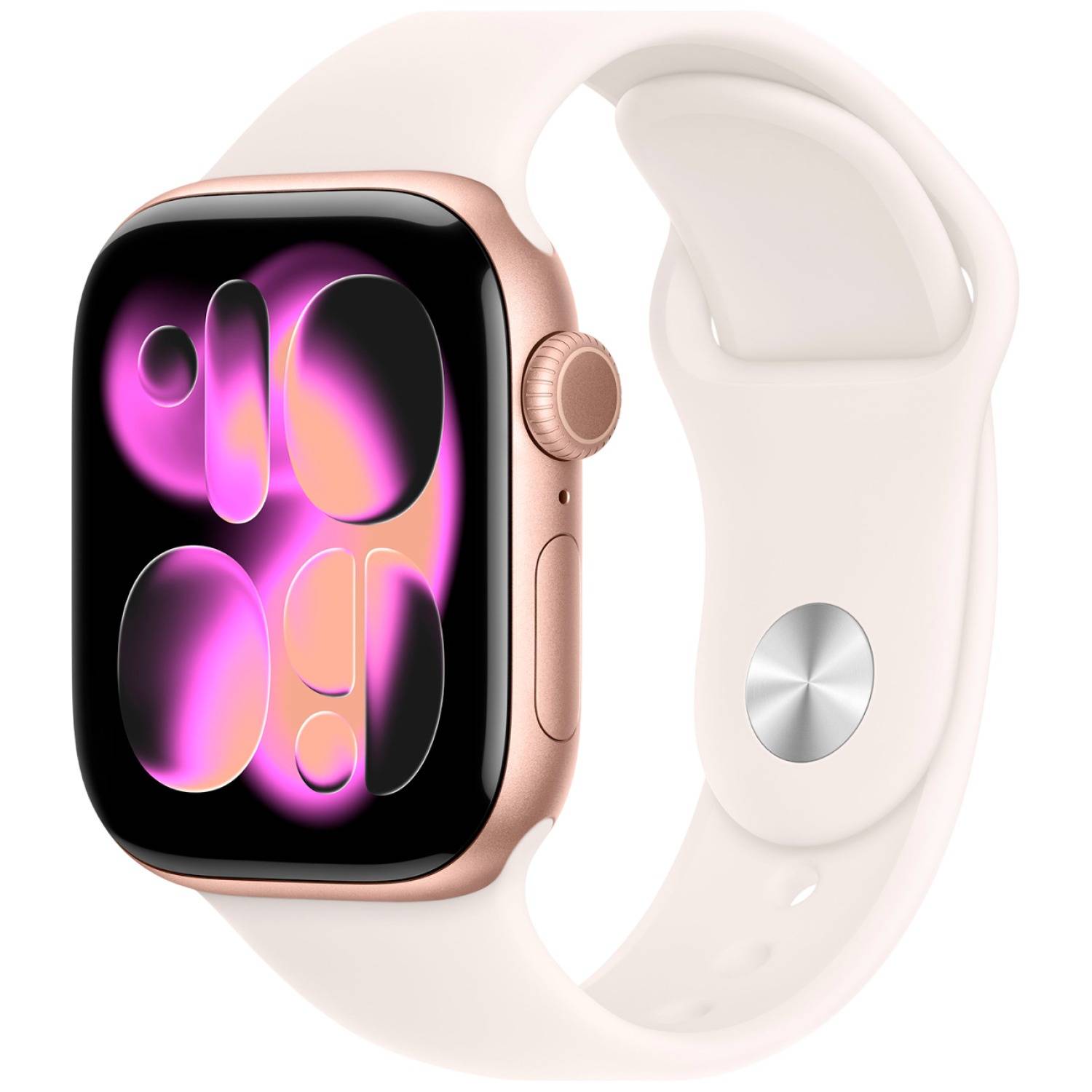 Apple Watch Series 11GPS46mmRose Gold Aluminium Light Blush Sport Band S/M MEV64 - Unisex - 46 mm - Smartklocka - Quartz med laddare - Svart (42/44/45/49 mm)