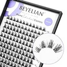 BEYELIAN Lash Clusters, Individual Cluster Lashes 144 Pcs, 10-16mm DIY Eyelash Extension Natural Look Reusable Glue Bonded Black Super Thin Band (Style5 0.07 Mix Black Band)