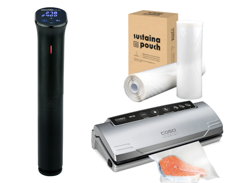 iVide® 2.0 Sous Vide Stav WIFI + Caso Vakuumpakker + Vakuumruller