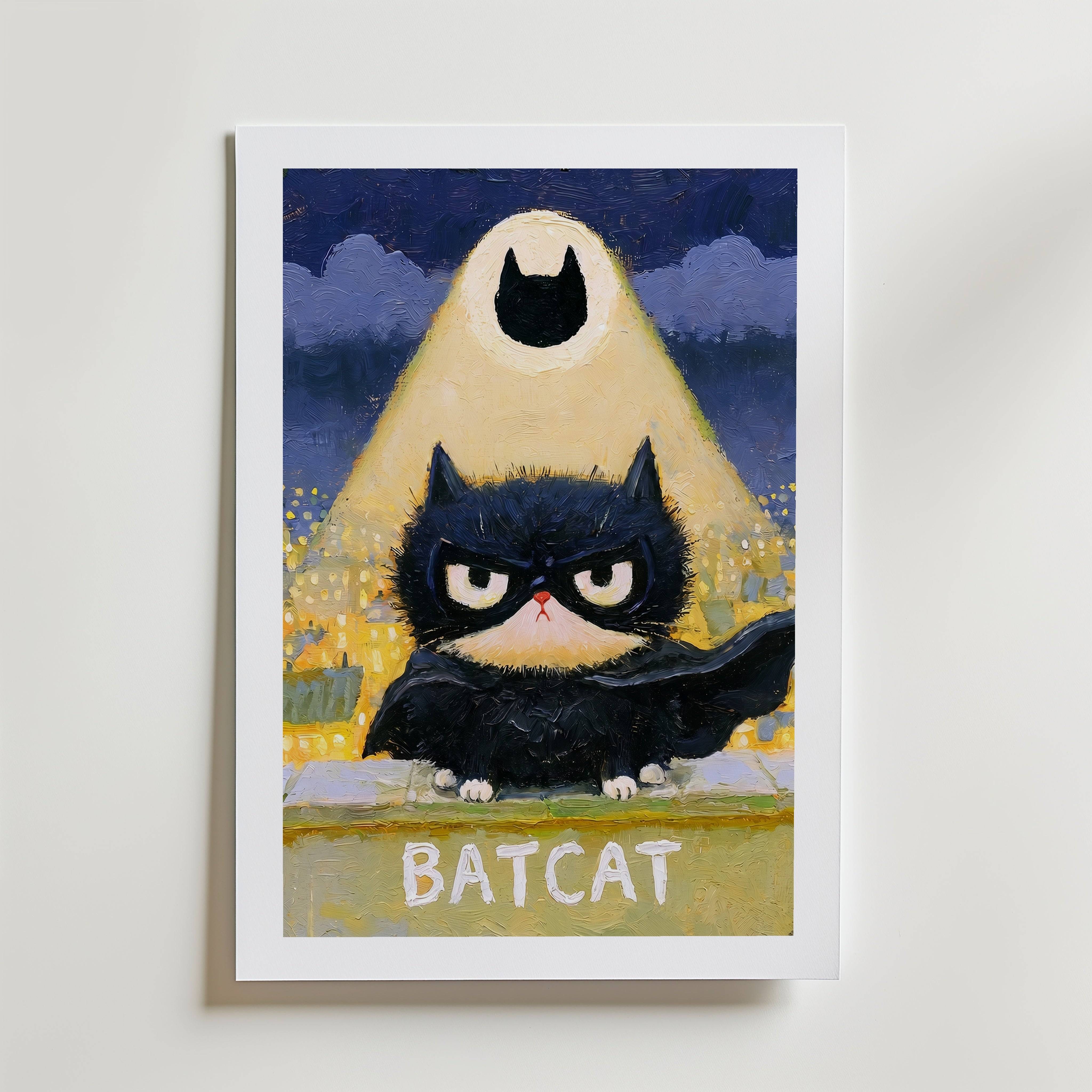 Batcat Poster - Premium Canvas 30x40 cm Med passepartout