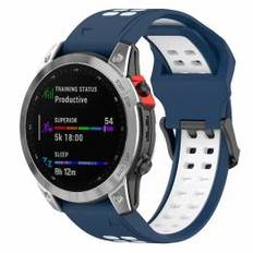 Silikone rem til Garmin Fenix 7S / 6S / 5S - 20mm - Bl�/Hvid