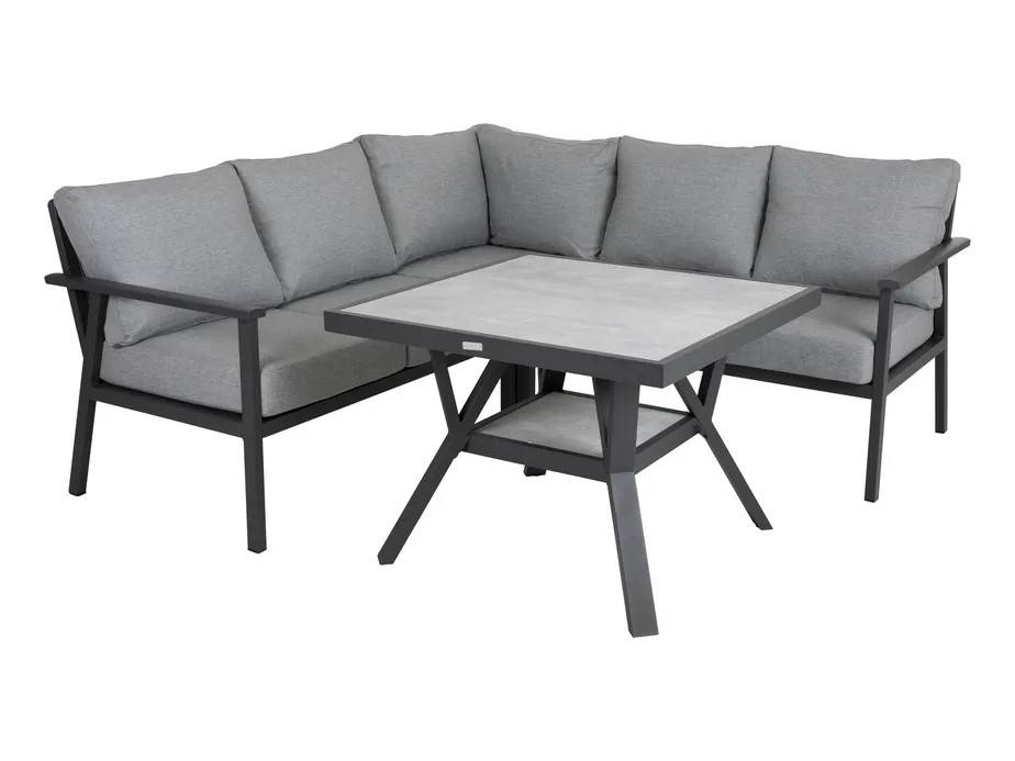 Brafab Samvaro soffgrupp Antracit med grå dyna 2st 2-sitsavslut, hörn & bord 90x90 cm