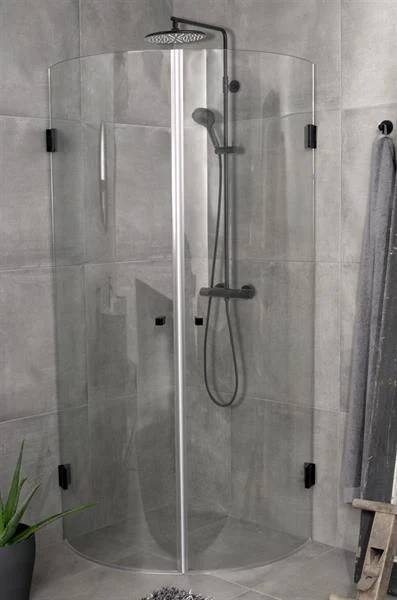 RoyalBath Frameless hörn, Rund 80x100/100x80 Svart matt
